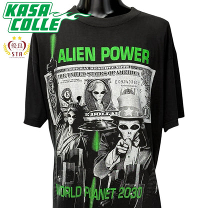 【ALIEN POWER】エイリアンパワー "WORLD PLANET 2030" Vintage Tシャツ