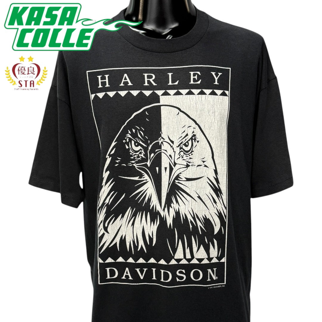 【HARLEY-DAVIDSON】ハーレーダビッドソン "MONOCHROME EAGLE" 90's Vintage Tシャツ