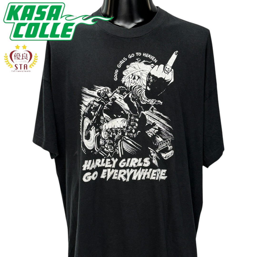 【HARLEY GIRLS GO EVERYWHERE】ハーレーガールズ 90's Vintage Tシャツ