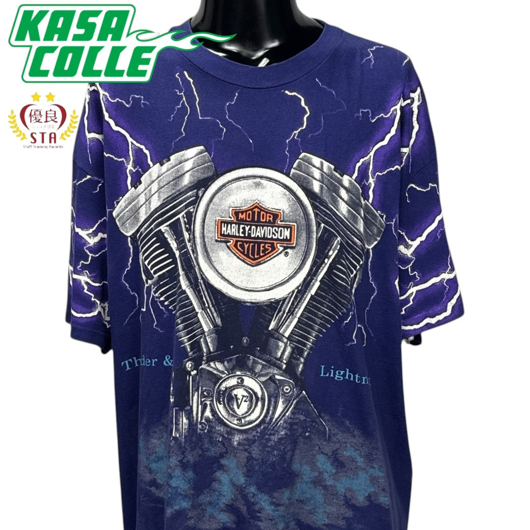【HARLEY-DAVIDSON】ハーレーダビッドソン "THUNDER & LIGHTNING" 90's Vintage Tシャツ