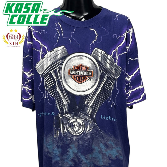 【HARLEY-DAVIDSON】ハーレーダビッドソン "THUNDER & LIGHTNING" 90's Vintage Tシャツ