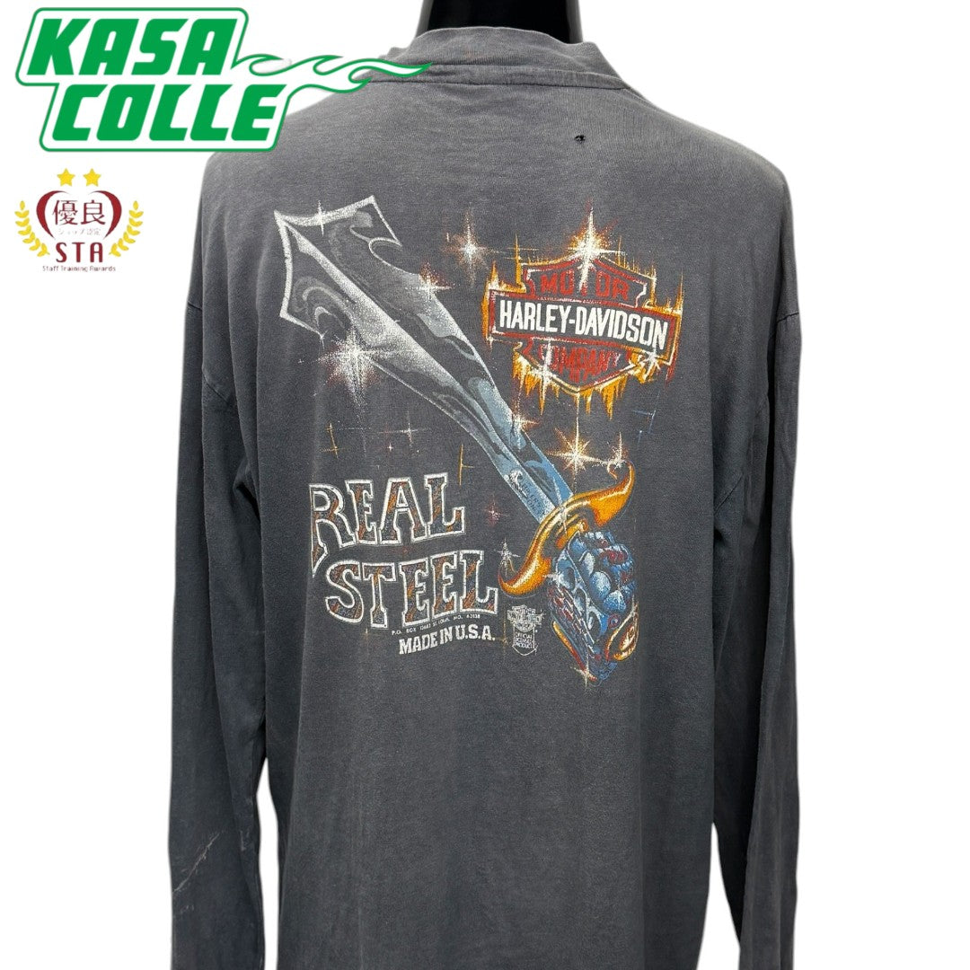 【HARLEY-DAVIDSON】ハーレーダビッドソン "REAL STEEL" 90's Vintage ロングスリーブTシャツ