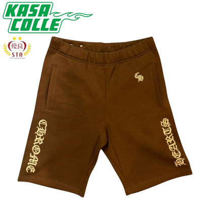 [CHROME HEARTS] Chrome Hearts Logo Embroidered Sweat Shorts (Brown)