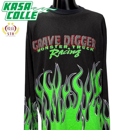 【GRAVE DIGGER】グレイヴディガー "MONSTER TRUCK RACING" Vintage ロングスリーブTシャツ
