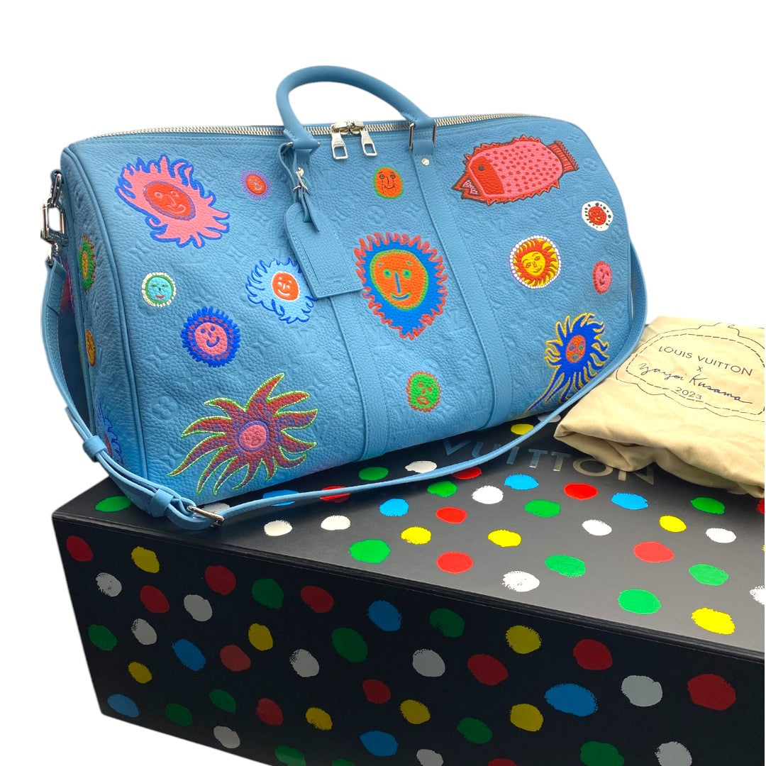 【LOUIS VUITTON】ルイヴィトン  草間彌生 / キーポル・バンドリエール 50 / トリヨン・モノグラム レザー/ FACES / ブルー / M21713 / 新品未使用