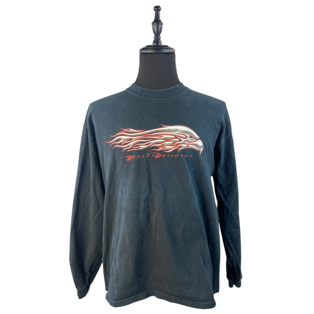 【Harley Davidson】ハーレーダビッドソン ロングTシャツ（ブラック）アメリカン・イーグルバックプリント/L、XL相当