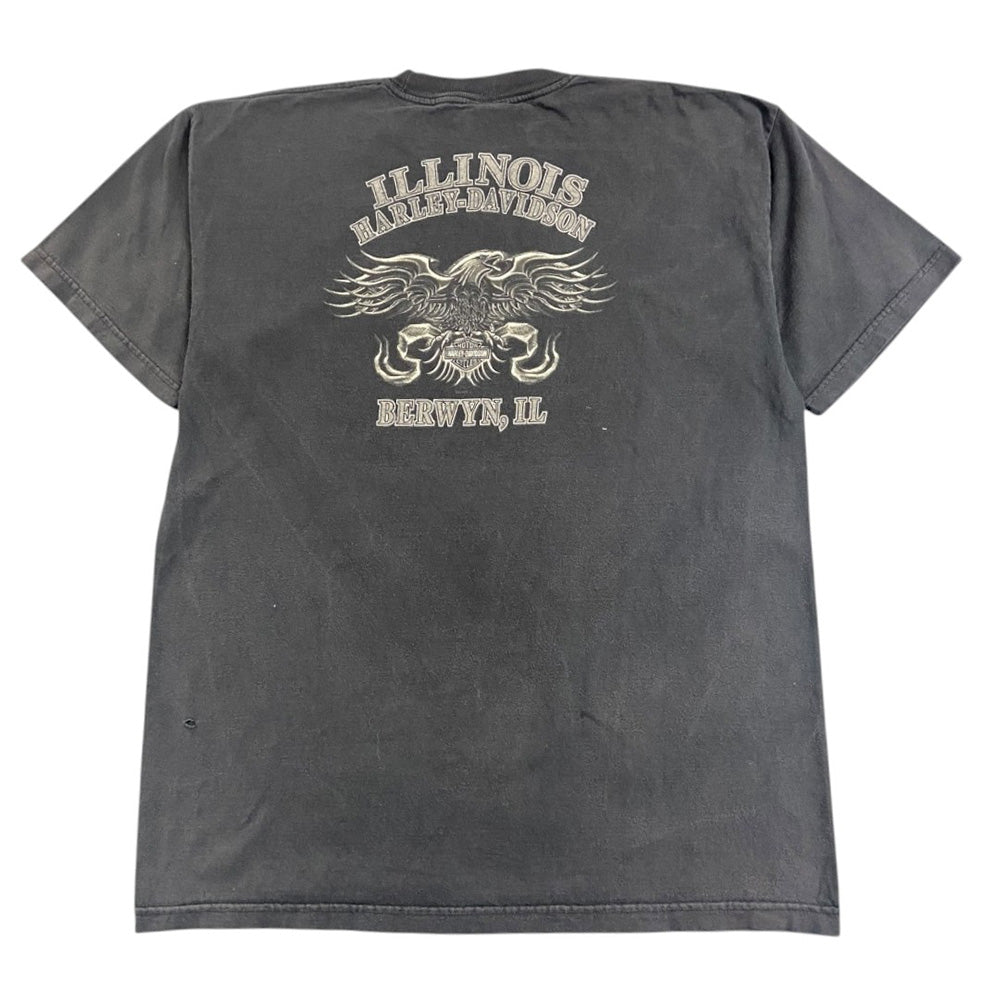 【Harley‑Davidson】Bar and Shield「Berwyn, IL」（ハーレーダビッドソン）Tシャツ 2003年 Y2K XL