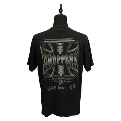 [WEST COAST CHOPPERS] West Coast Choppers Iron Cross Silver Logo T-Shirt, Size L