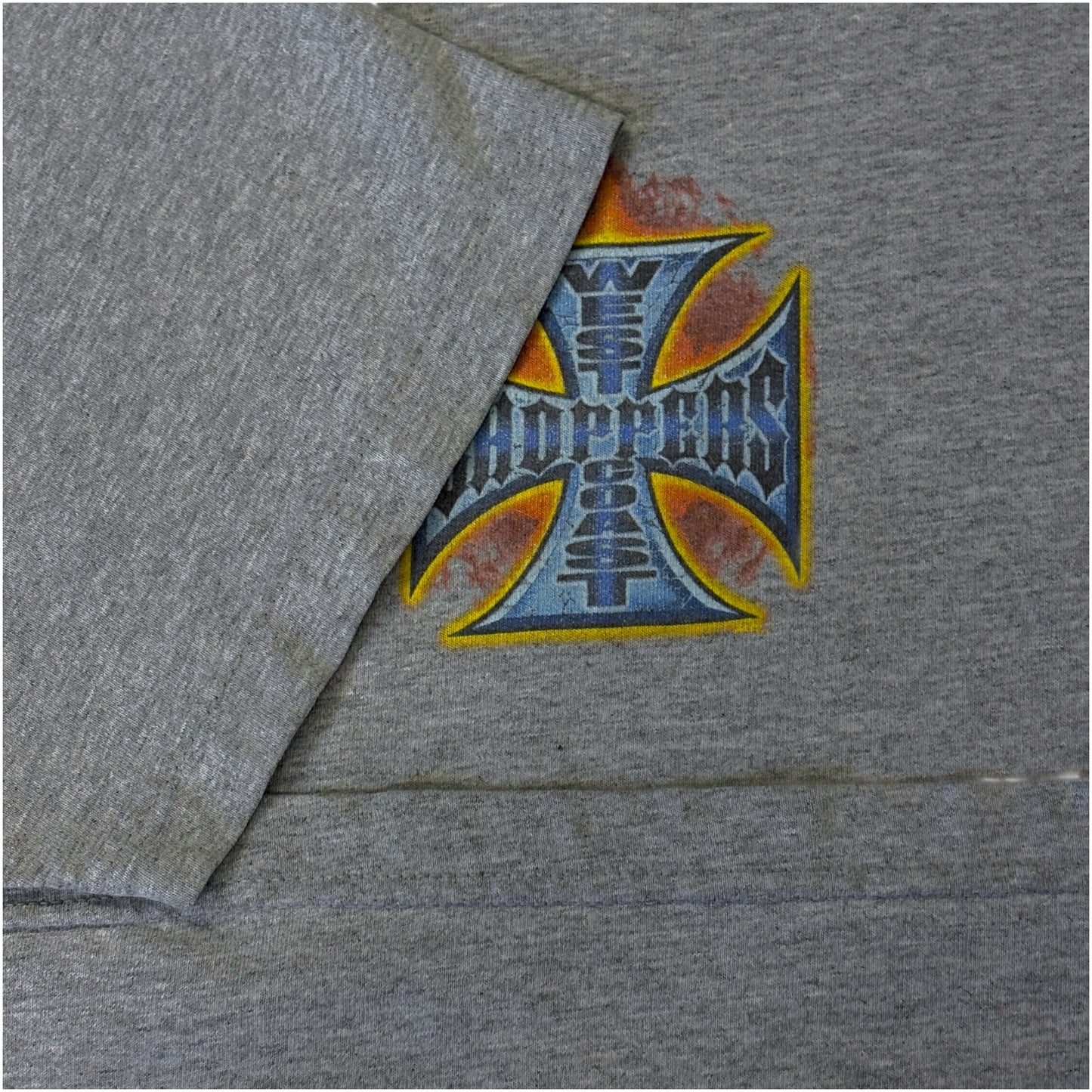 【WEST COAST CHOPPERS】ウエストコーストチョッパーズ クロス×ファイヤープリント Tシャツ  90’s  XL相当