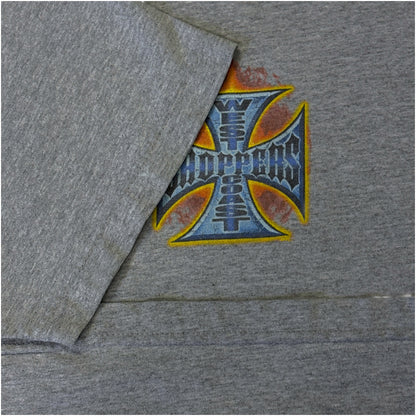 【WEST COAST CHOPPERS】ウエストコーストチョッパーズ クロス×ファイヤープリント Tシャツ  90’s  XL相当