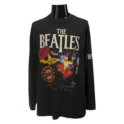 [BEATLES] Vintage Beatles Classic Song &amp; Member Print Long Sleeve T-Shirt, XL