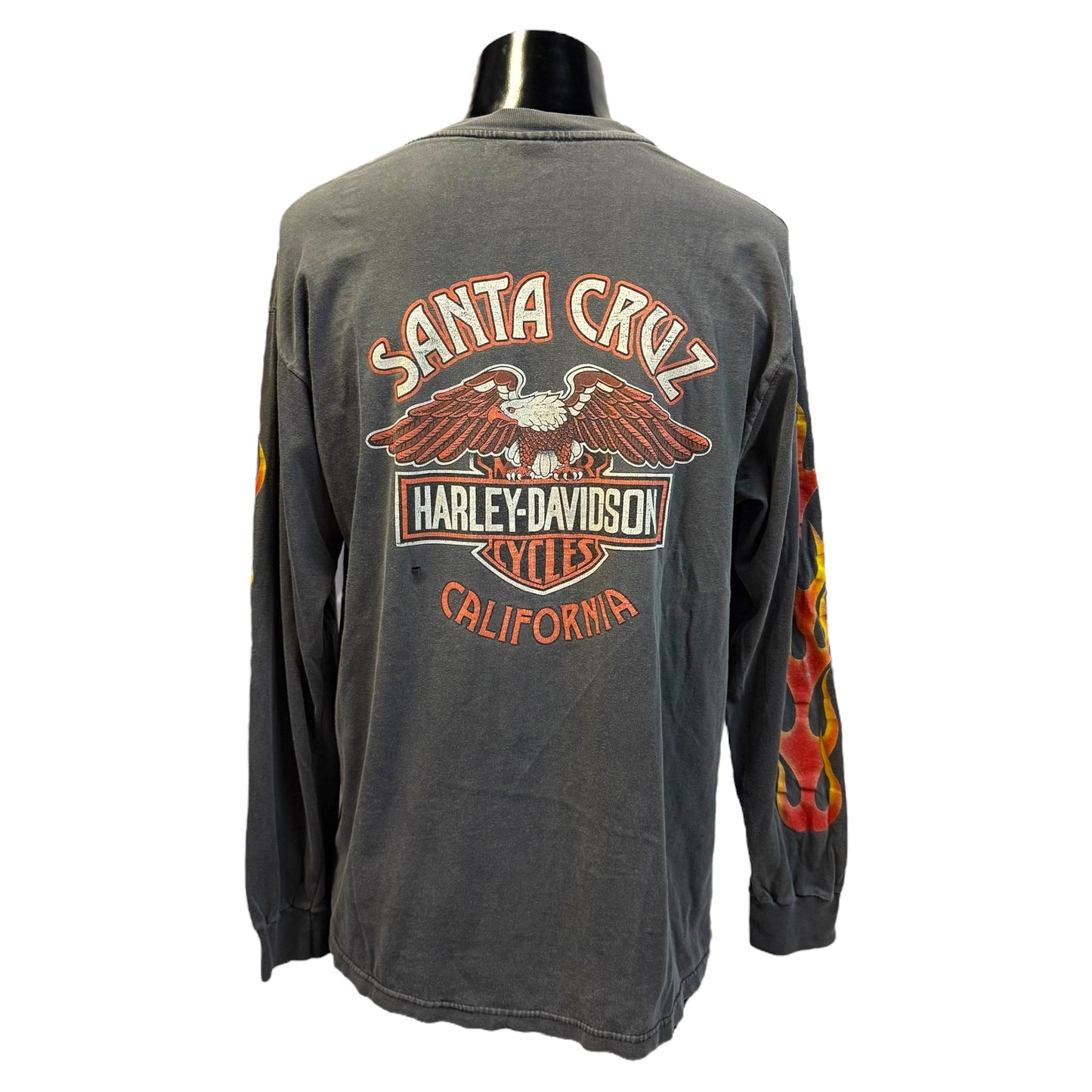【HARLEY DAVIDSON】ハーレーダビットソン FLAME EAGLE SANTA CRUZ USA製 Tシャツ L