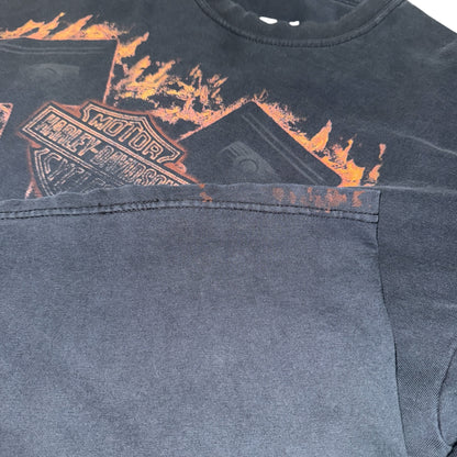 【HARLEY DAVIDSON】ハーレーダビッドソン「フレイムピストン」デザインTシャツ XL