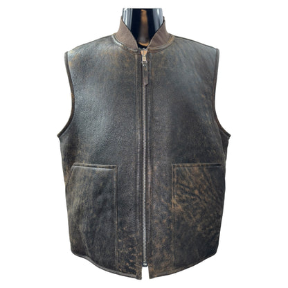 [STUSSY] Stussy Mouton Reversible Leather Vest, Size M