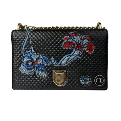 Christian Dior Diorama Leather Chain Shoulder Bag in Black