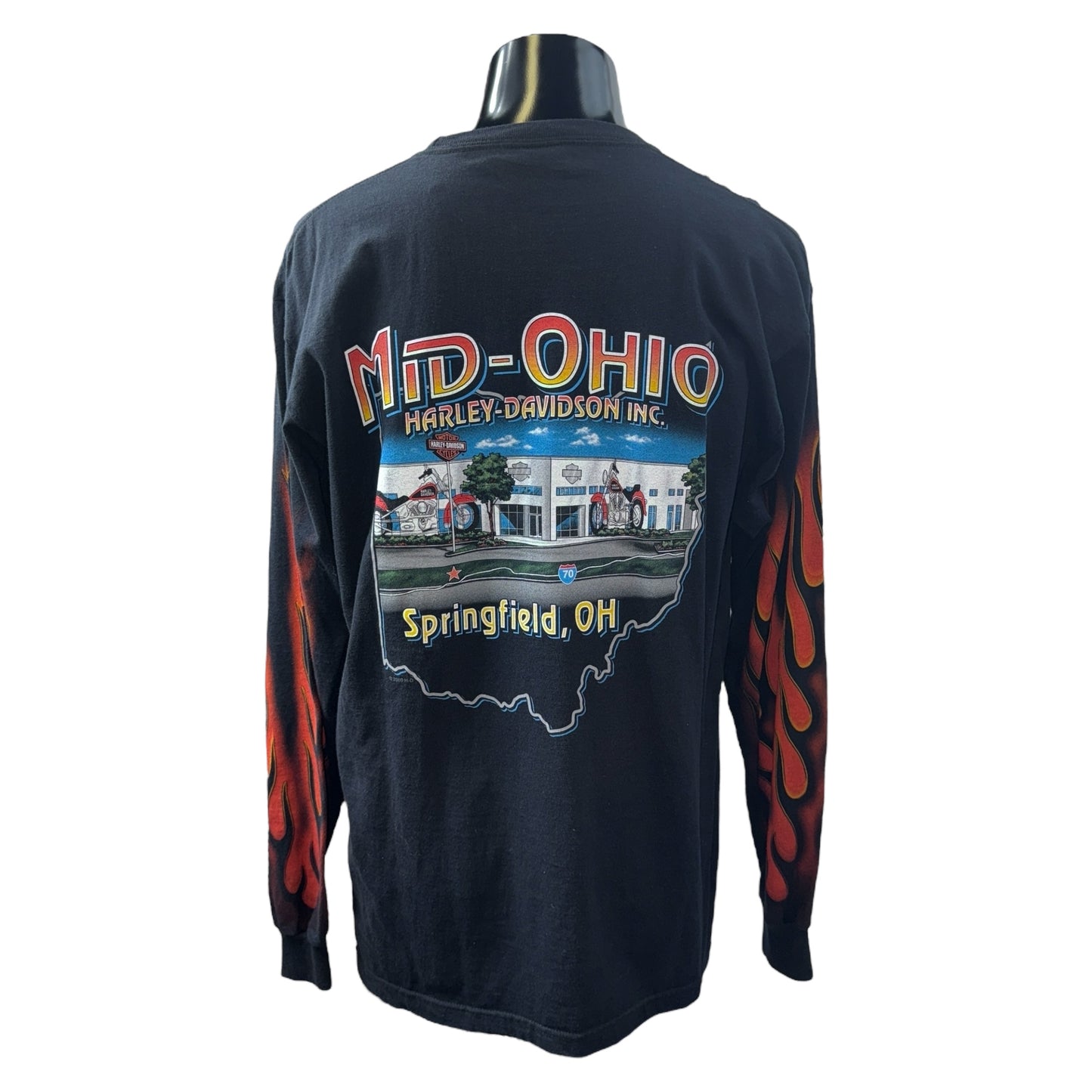 【HARLEY DAVIDSON】ハーレーダビッドソン  MID-OHIO HARLEY-DAVIDSON INC.2005コピーライト ロングスリーブTシャツ
