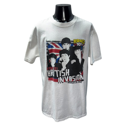 【KONO 101 FM BRITISH INVASION】ケイオーノー ワンオーワン ブリティッシュ インヴェイジョン vintage Tシャツ ビートルズ FAB4 USA製 XL