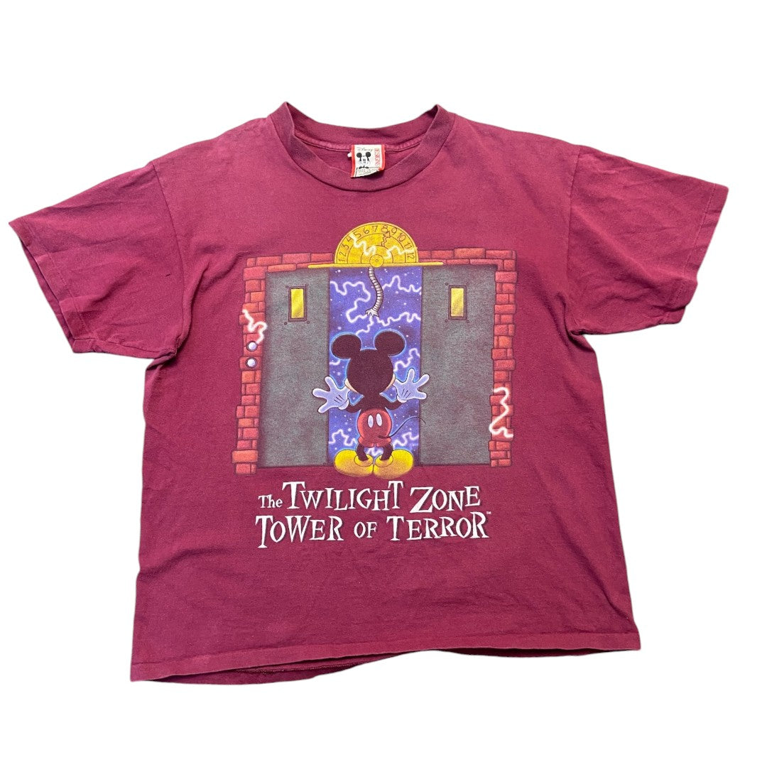 Disney Tower of Terror/Mickey Mouse Twilight Zone Short Sleeve T-Shirt, Wine Red, Size L