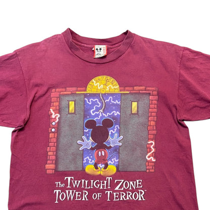 Disney Tower of Terror/Mickey Mouse Twilight Zone Short Sleeve T-Shirt, Wine Red, Size L