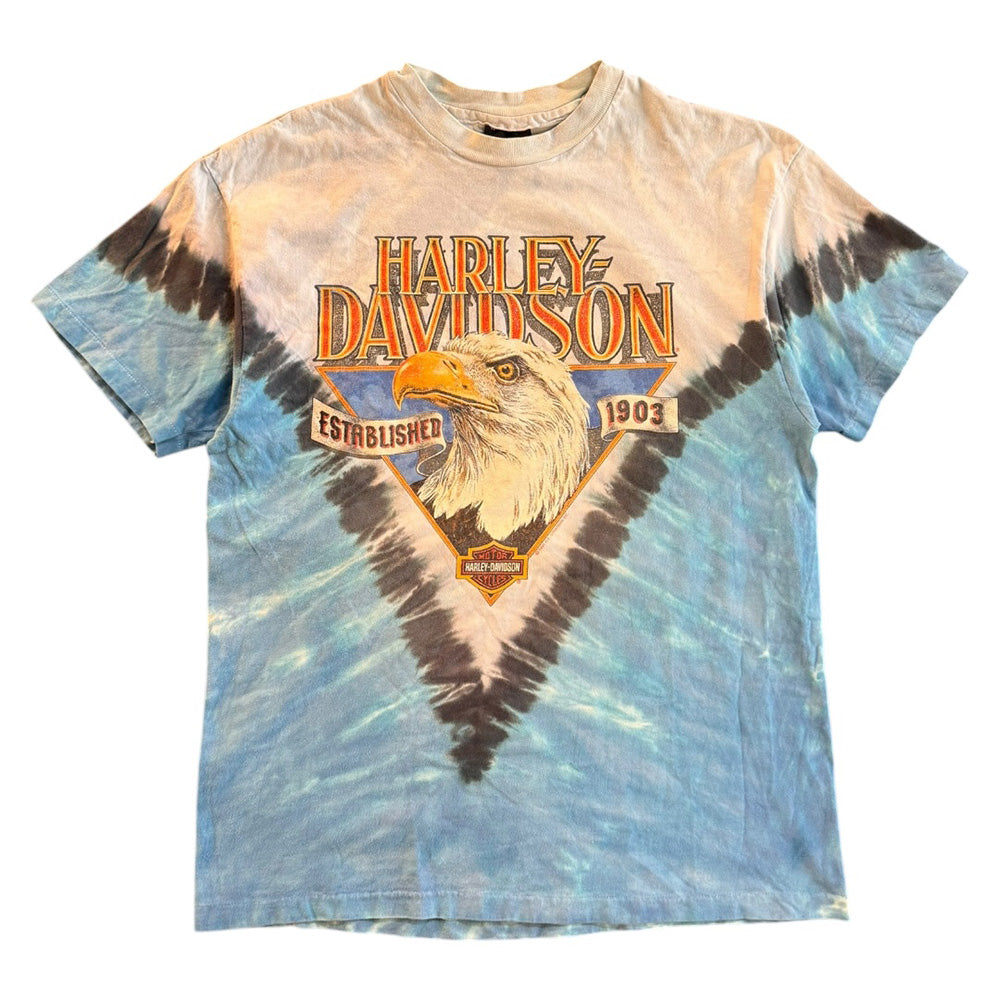 【Harley-Davidson】ハーレーダビッドソン V字タイダイ vintage ハーレー Tシャツ 90's USA製 デザイン L
