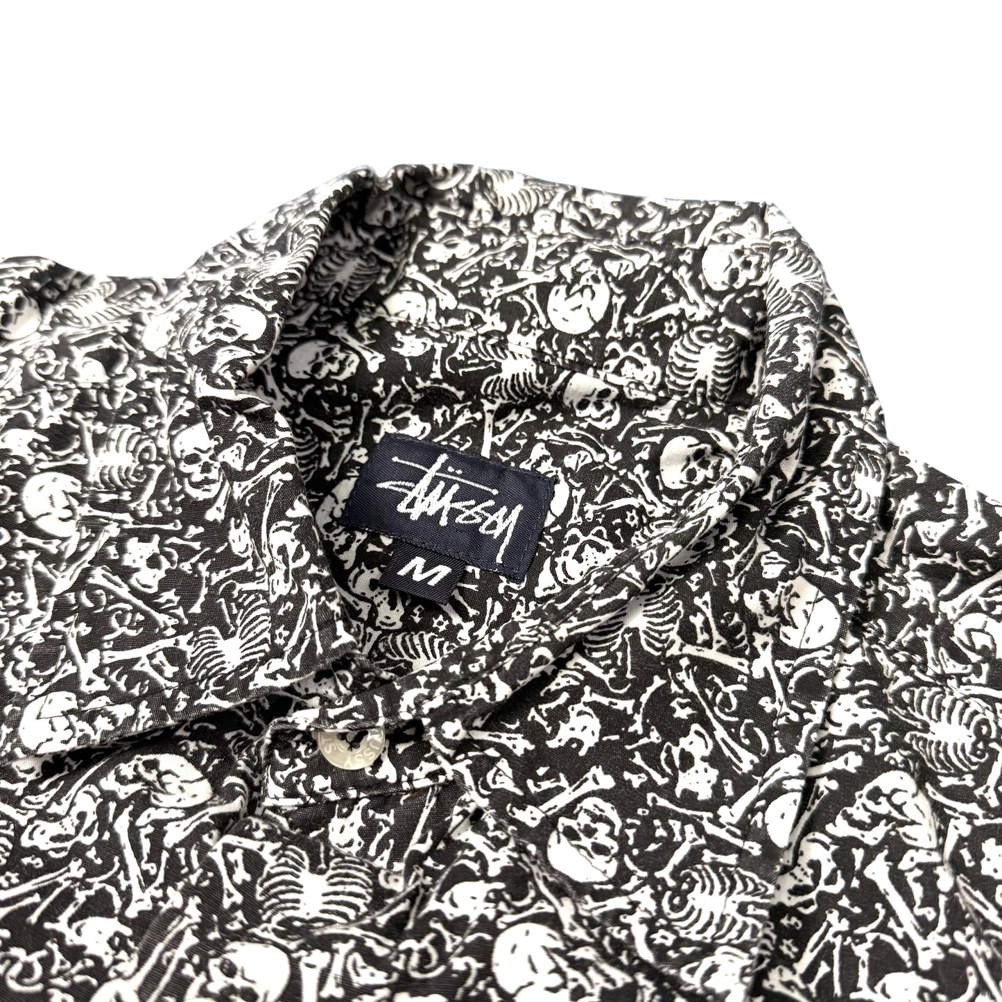 【OLD STUSSY】オールドステューシー 総柄スカル シャツ SKULL & BONE PRINT S/S SHIRT M