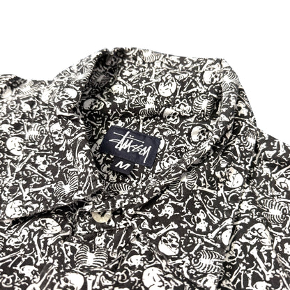 【OLD STUSSY】オールドステューシー 総柄スカル シャツ SKULL & BONE PRINT S/S SHIRT M