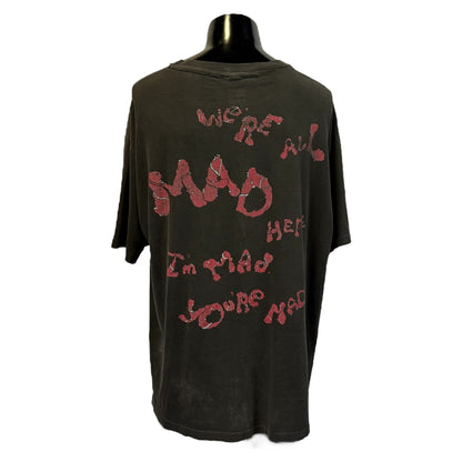 [ALICE IN WONDERLAND] Alice in Wonderland Cheshire Cat We're All Mad Here Vintage T-shirt XL