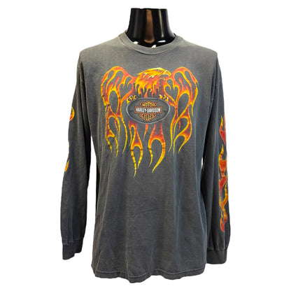 【HARLEY DAVIDSON】ハーレーダビットソン FLAME EAGLE SANTA CRUZ USA製 Tシャツ L