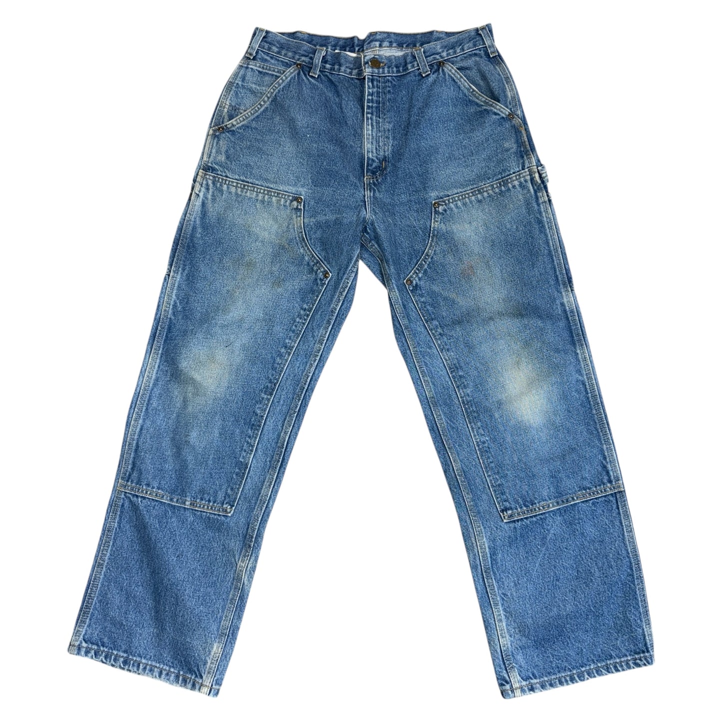 Carhartt Double Knee Double Front Logger Dungaree Denim Painter Pants, 34in.