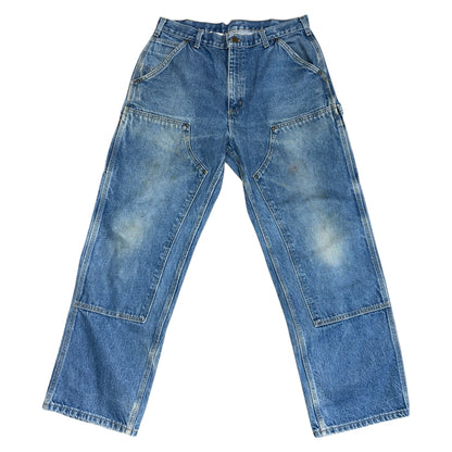 Carhartt Double Knee Double Front Logger Dungaree Denim Painter Pants, 34in.