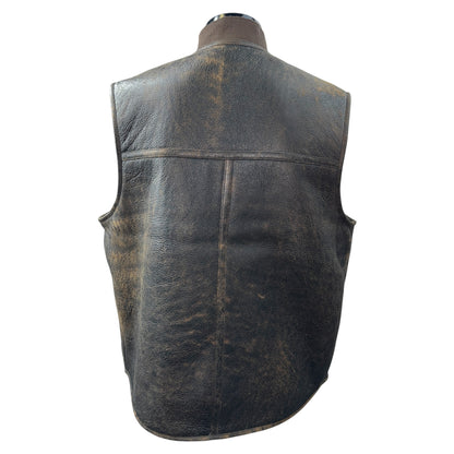 [STUSSY] Stussy Mouton Reversible Leather Vest, Size M