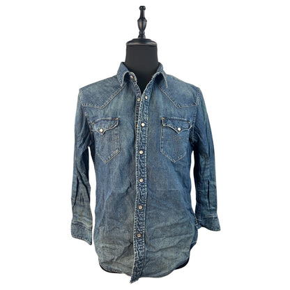 【RRL RALPH LAUREN】ダブルアールエル ラルフローレン/メダリオンステッチ デニムシャツ L
