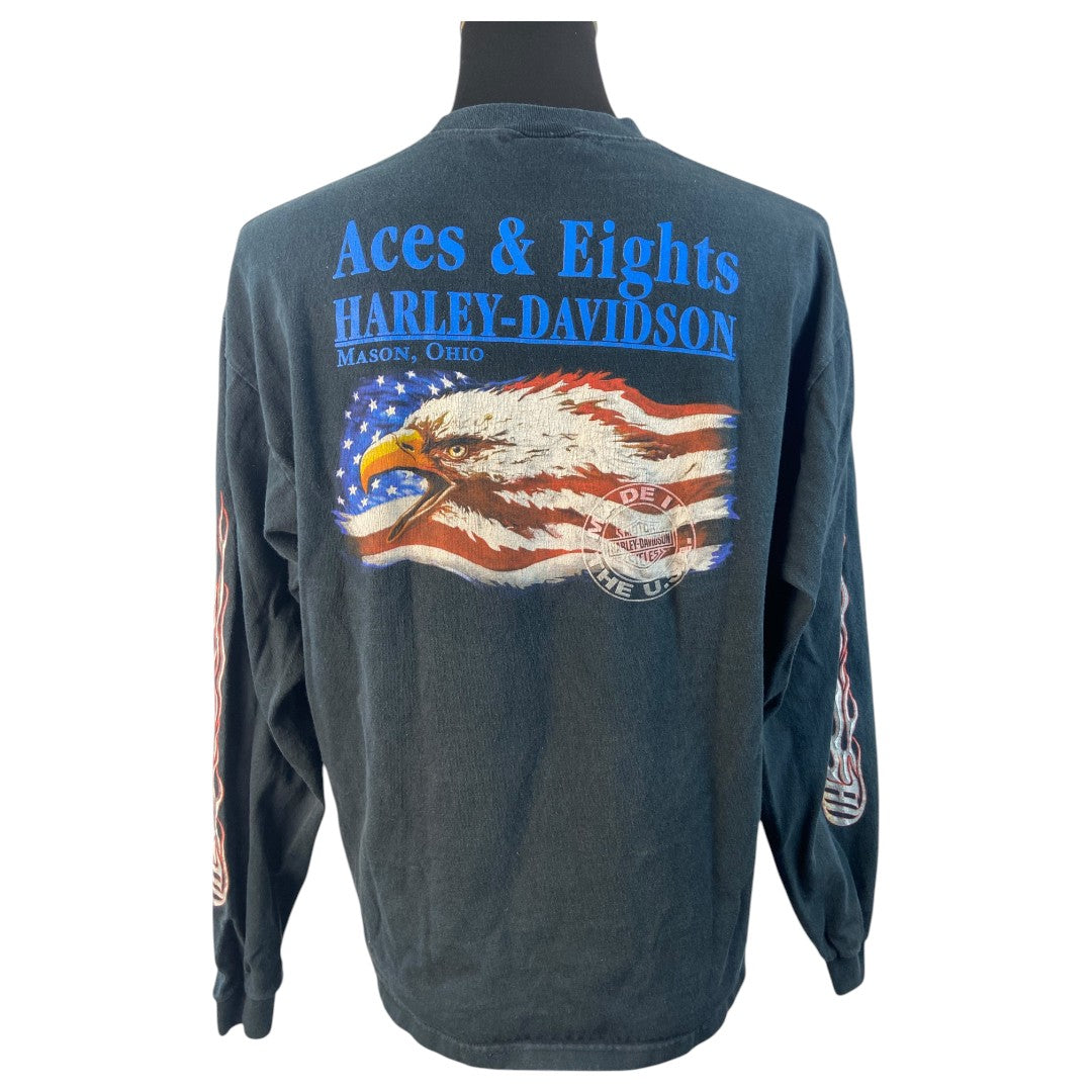 【Harley Davidson】ハーレーダビッドソン ロングTシャツ（ブラック）アメリカン・イーグルバックプリント/L、XL相当