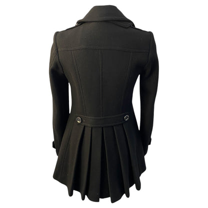 BURBERRY BRIT Pleated Pea Coat/Wool Coat/Women's/Size XS
