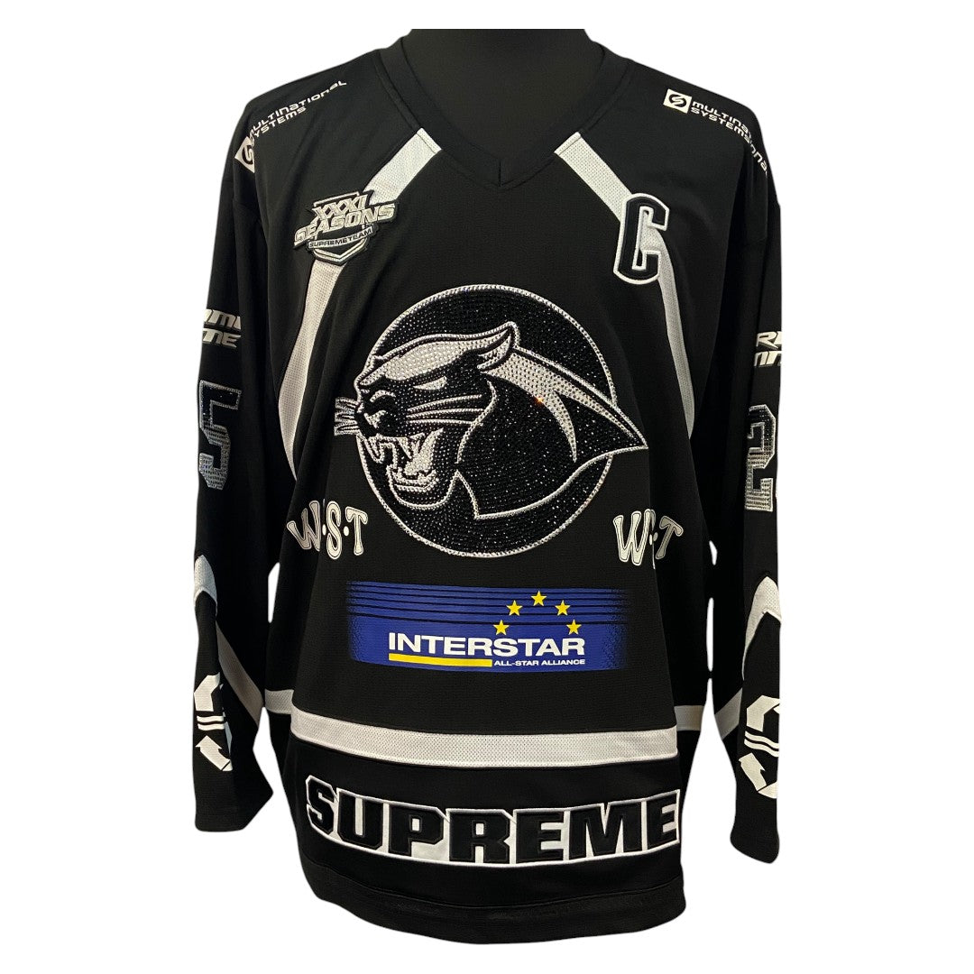 【Supreme】シュプリーム Rhinestone Hockey Jersey "Black"　 ラインストーン ホッケー ジャージ "ブラック" M