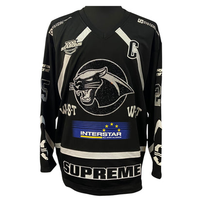【Supreme】シュプリーム Rhinestone Hockey Jersey "Black"　 ラインストーン ホッケー ジャージ "ブラック" M