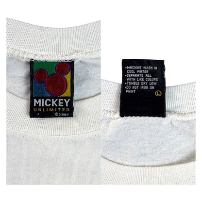 【DONALD DUCK】ドナルドダック Vintage Tシャツ 90’s White Body  タグ：MICKEY UNLIMITED｜ディズニーオリジナル L