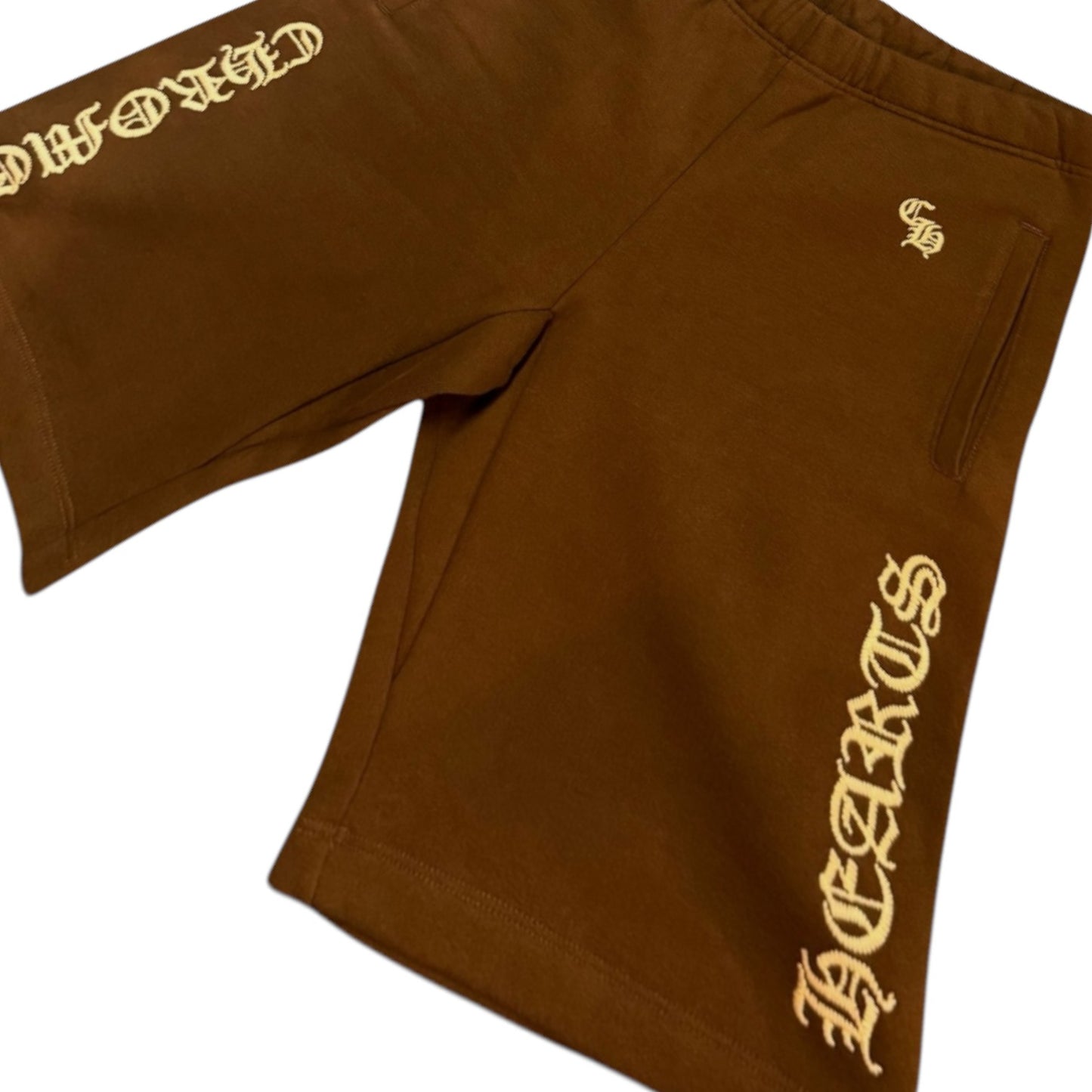 [CHROME HEARTS] Chrome Hearts Logo Embroidered Sweat Shorts (Brown)