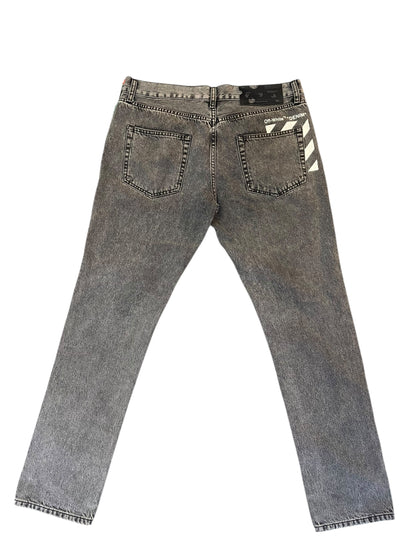 [OFF-WHITE] Off-White Chemical Wash Straight Denim Pants (Tag Included) Size: 33