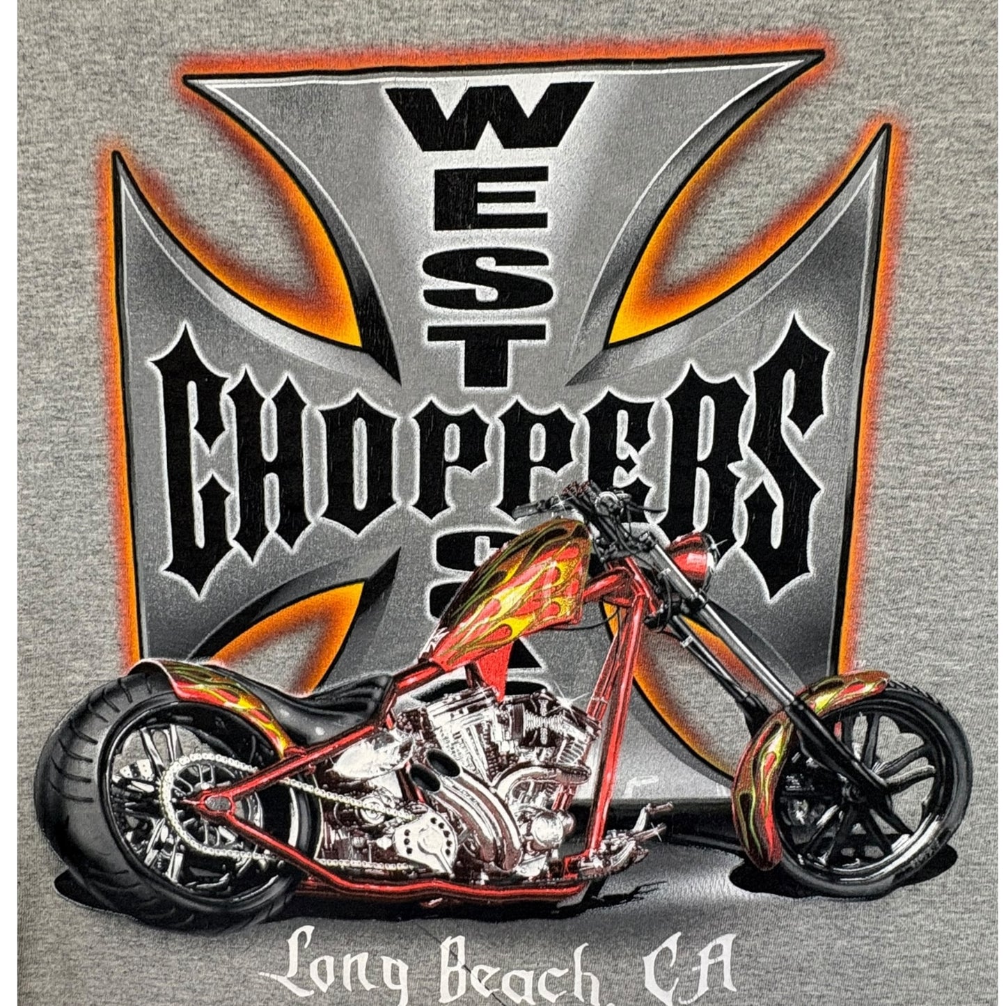 【WEST COAST CHOPPERS】 ウエストコーストチョッパーズ 「Long Beach CA」チョッパーTシャツ/ 90's / L / グレー