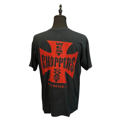 【WEST COAST CHOPPERS】 ウエストコーストチョッパーズ  アイアンクロスロゴ赤 Tシャツ L
