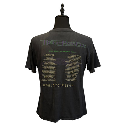 [DEEP PURPLE] Deep Purple "WORLD TOUR 93-94" Vintage T-Shirt, Made in the USA, 90's, BROCKUM Tag, Size L