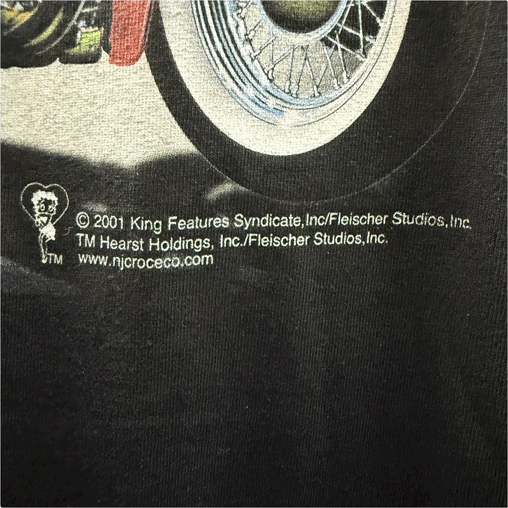 BETTY BOOP American Flag Motorcycle Print T-Shirt, Size XL