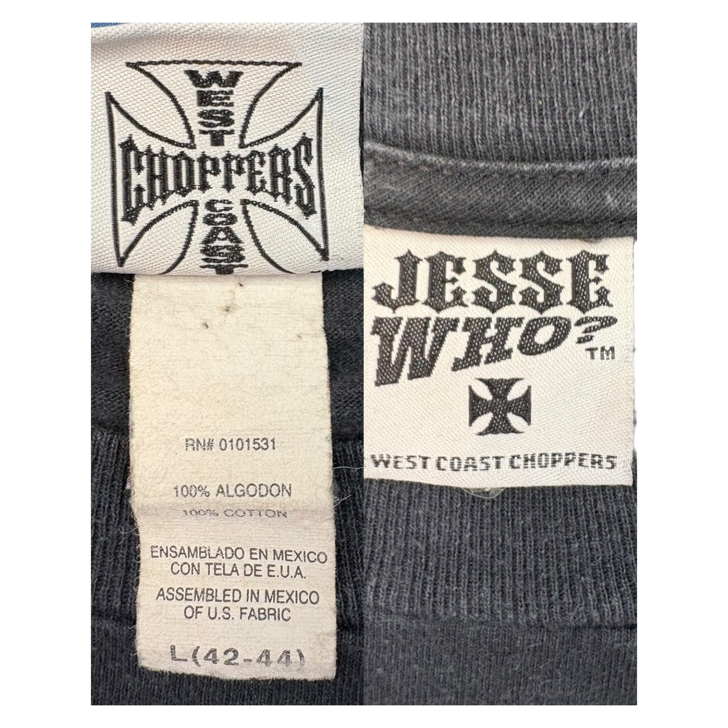 [WEST COAST CHOPPERS] West Coast Choppers Iron Cross Silver Logo T-Shirt, Size L