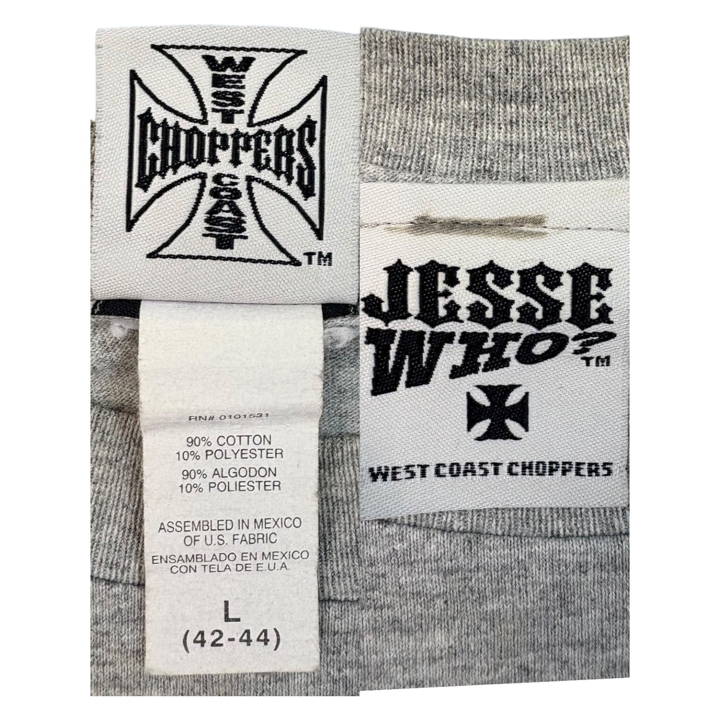 【WEST COAST CHOPPERS】 ウエストコーストチョッパーズ 「Long Beach CA」チョッパーTシャツ/ 90's / L / グレー