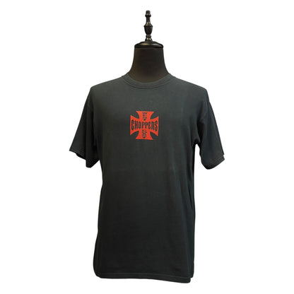 【WEST COAST CHOPPERS】 ウエストコーストチョッパーズ  アイアンクロスロゴ赤 Tシャツ L