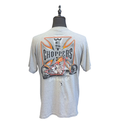 【WEST COAST CHOPPERS】 ウエストコーストチョッパーズ 「Long Beach CA」チョッパーTシャツ/ 90's / L / グレー