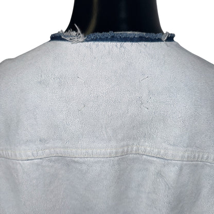 [Maison Margiela] Maison Margiela White Denim Jacket, No Collar, Size 48 (Equivalent to M)
