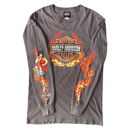 [HARLEY DAVIDSON] Harley-Davidson One Hot Ride 2009 Copyright Long Sleeve T-Shirt, Size L