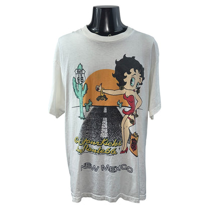 Betty Boop Route 66 Print T-Shirt, Made in USA, Size XL